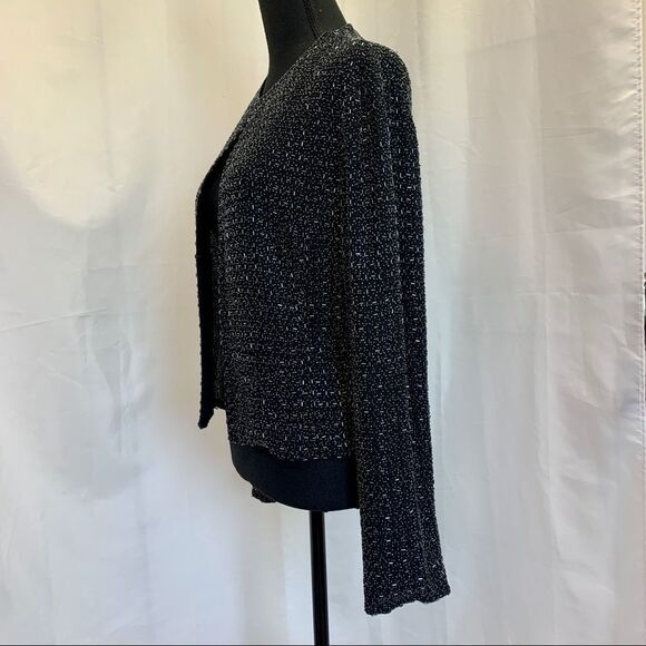 PETER Nygard beaded long sleeve evening jacket black Sz 6 - Picture 4 of 11
